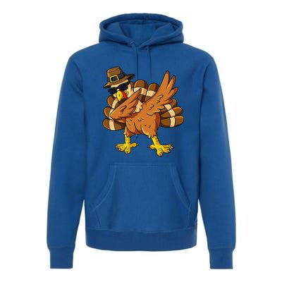 Thanksgiving Day Dabbing Turkey Pilgrim Premium Hoodie