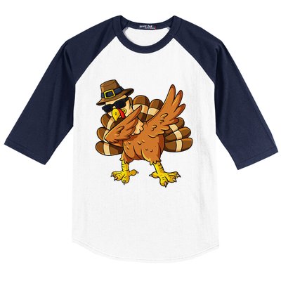 Thanksgiving Day Dabbing Turkey Pilgrim Baseball Sleeve Shirt