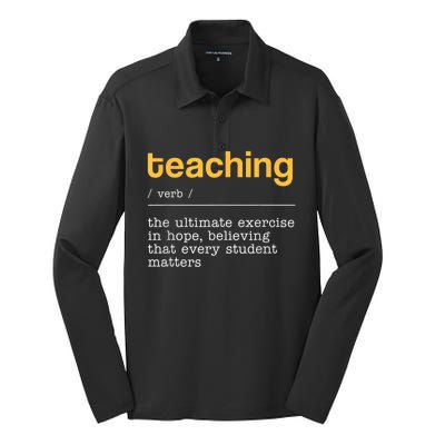 Teaching Dictionary Definition Teacher Motivational Silk Touch Performance Long Sleeve Polo