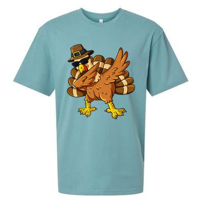 Thanksgiving Day Dabbing Turkey Pilgrim Sueded Cloud Jersey T-Shirt