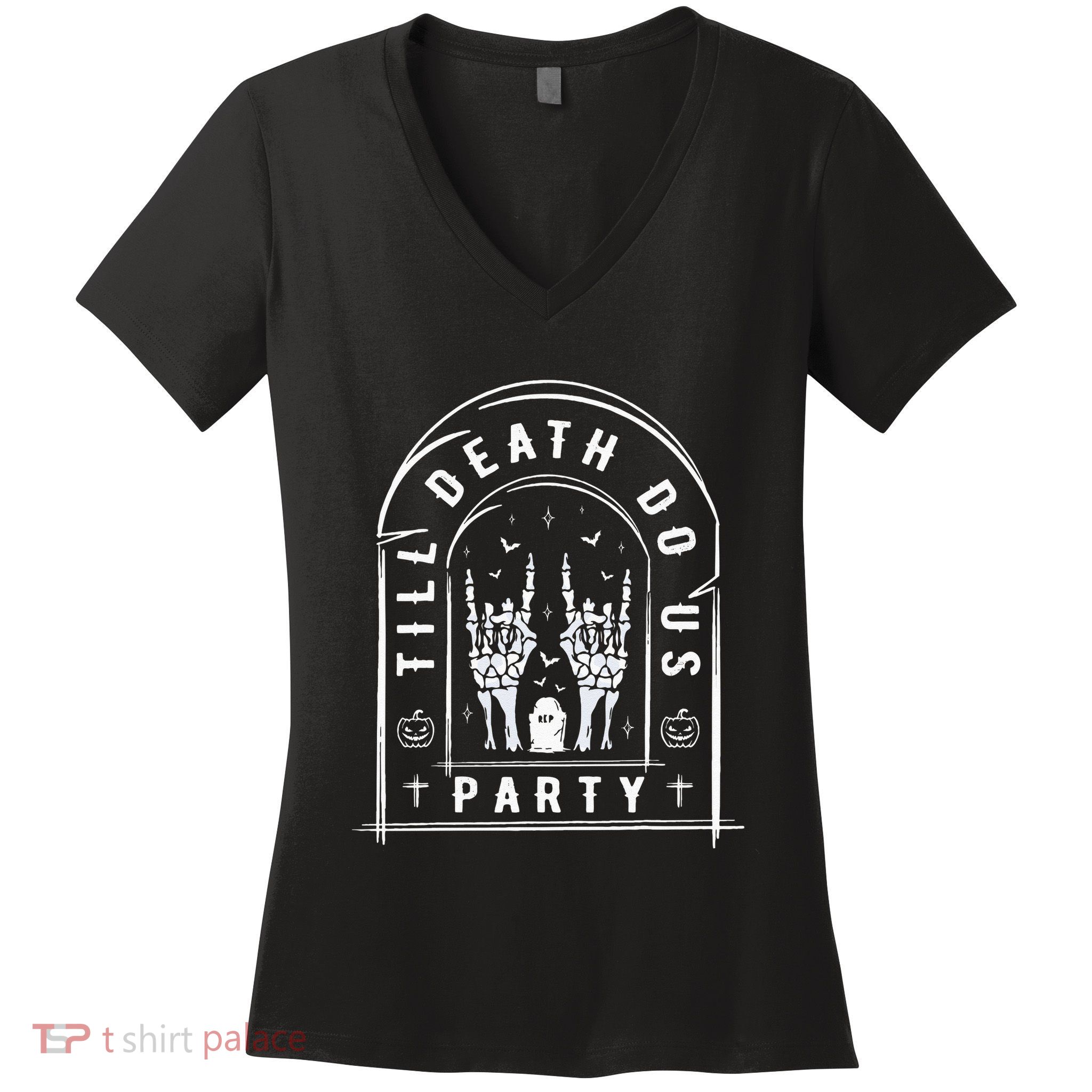 Till Death Do Us Party For Bachelor Halloween Gifts Women's V-Neck T-Shirt