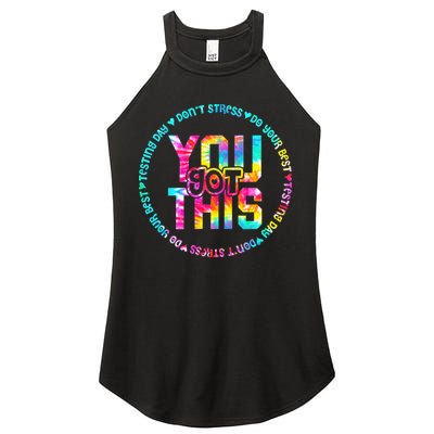 Tie Dye Don't Stress Do Your Best You Got This Test Day Women's Perfect Tri Rocker Tank
