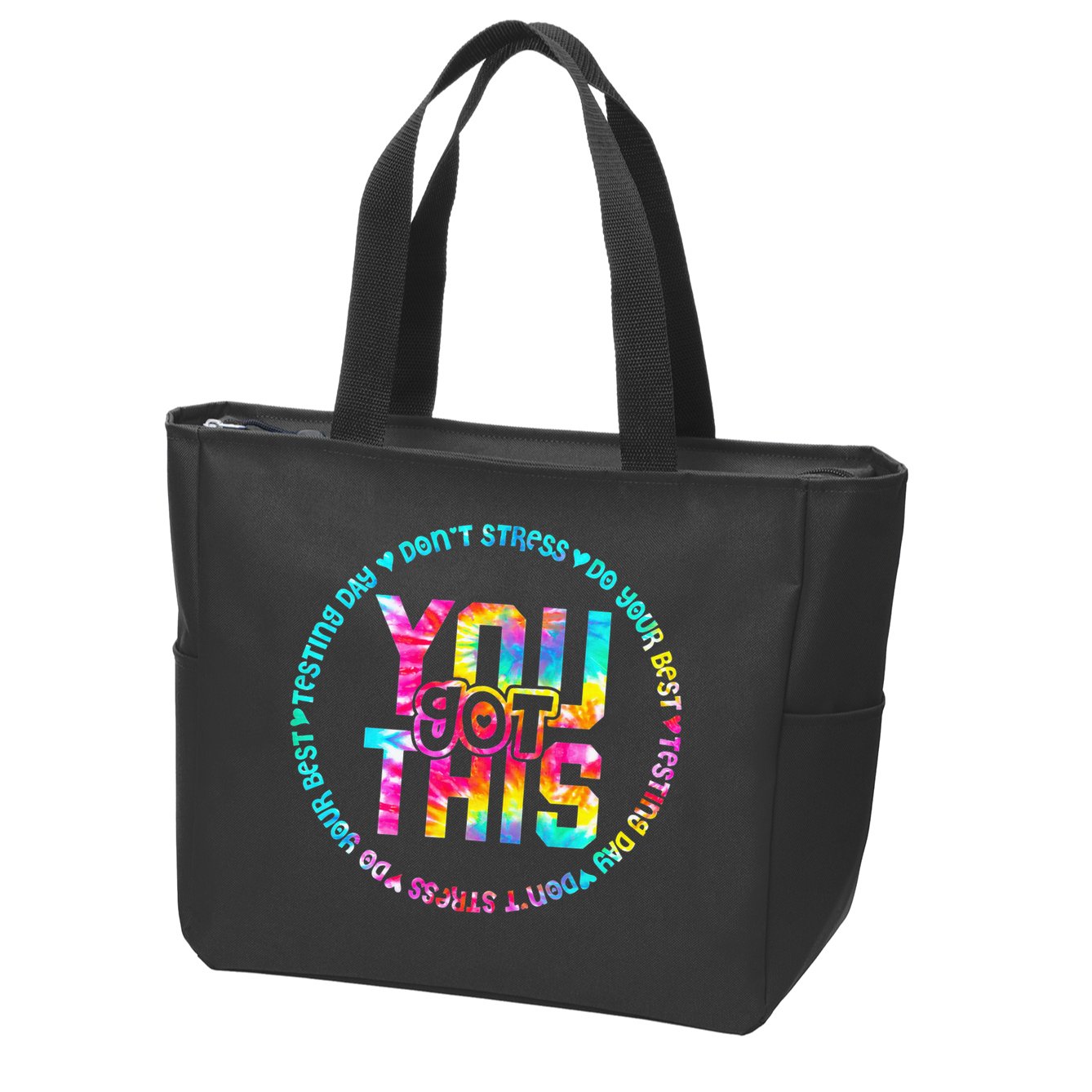 Tie Dye Don't Stress Do Your Best You Got This Test Day Zip Tote Bag