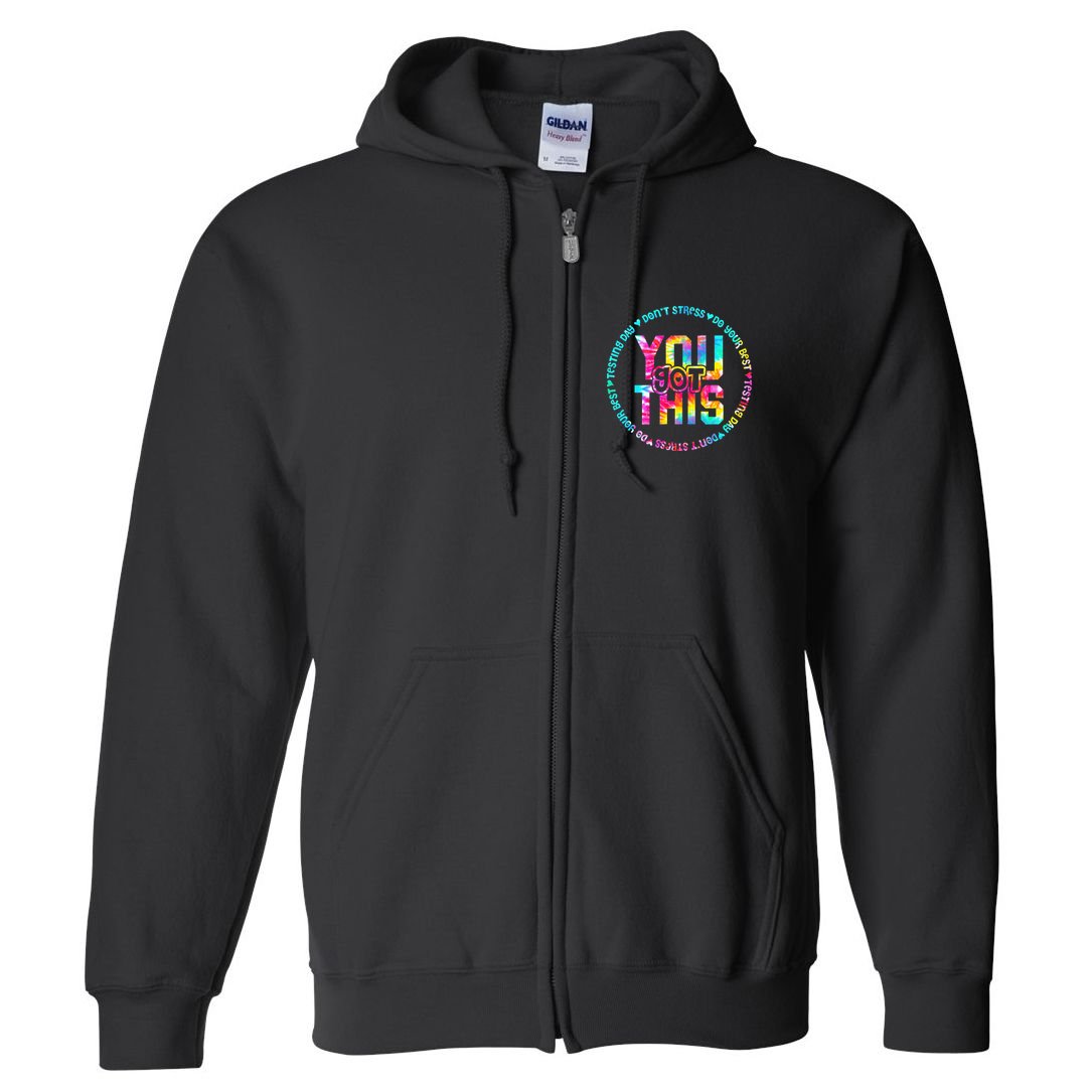 Tie Dye Don't Stress Do Your Best You Got This Test Day Full Zip Hoodie