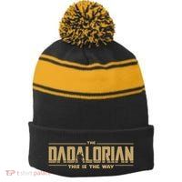 The Dadalorian Dad Papa Papalorian This Is The Way Stripe Pom Pom Beanie