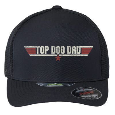 Top Dog Dad Funny Vintage 80s Gift Father Grandpa Fathers Day Flexfit Unipanel Trucker Cap