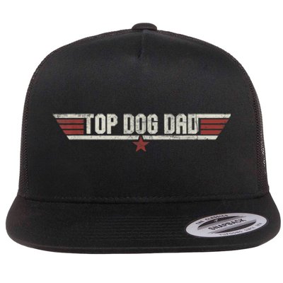 Top Dog Dad Funny Vintage 80s Gift Father Grandpa Fathers Day Flat Bill Trucker Hat