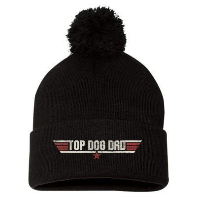 Top Dog Dad Funny Vintage 80s Gift Father Grandpa Fathers Day Pom Pom 12in Knit Beanie