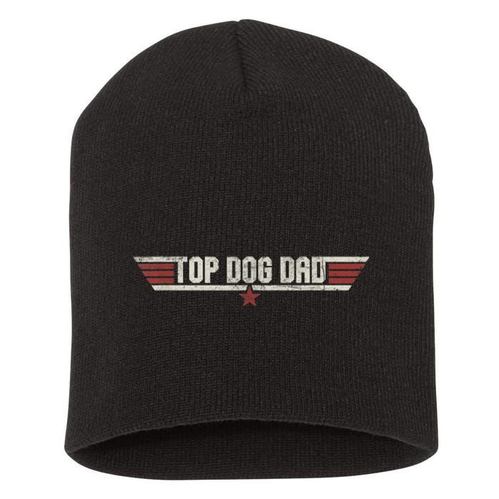 Top Dog Dad Funny Vintage 80s Gift Father Grandpa Fathers Day Short Acrylic Beanie