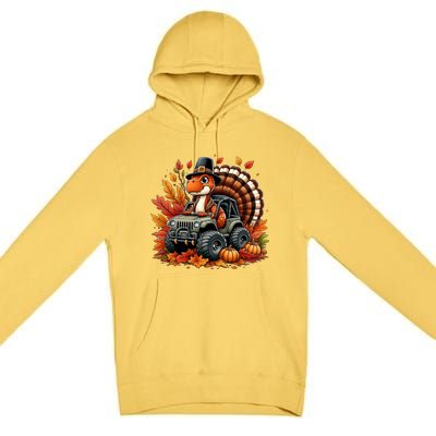 Thanksgiving Design Dinosaur T Rex Fall Truck Gift Premium Pullover Hoodie