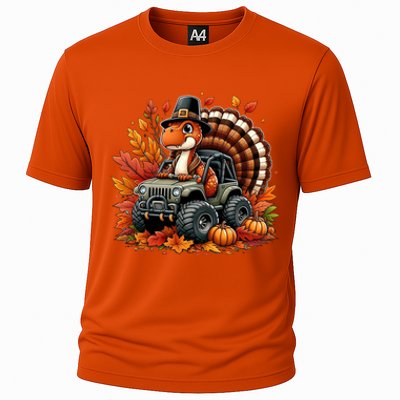 Thanksgiving Design Dinosaur T Rex Fall Truck Gift Cooling Performance Crew T-Shirt