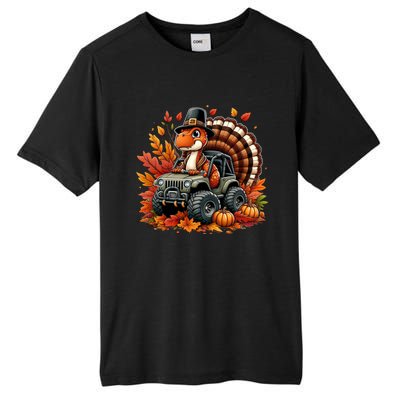 Thanksgiving Design Dinosaur T Rex Fall Truck Gift Tall Fusion ChromaSoft Performance T-Shirt