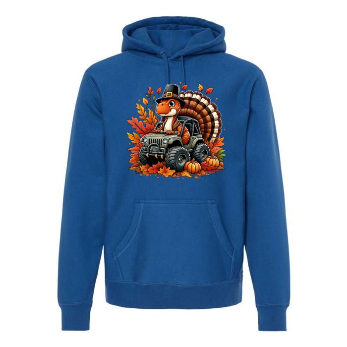 Thanksgiving Design Dinosaur T Rex Fall Truck Gift Premium Hoodie