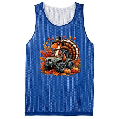 Thanksgiving Design Dinosaur T Rex Fall Truck Gift Mesh Reversible Basketball Jersey Tank