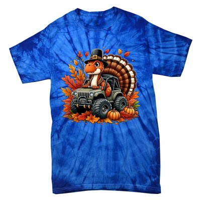 Thanksgiving Design Dinosaur T Rex Fall Truck Gift Tie-Dye T-Shirt