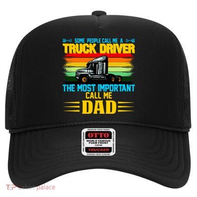 Truck Driver Dad Gift High Crown Mesh Back Trucker Hat