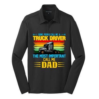 Truck Driver Dad Gift Silk Touch Performance Long Sleeve Polo