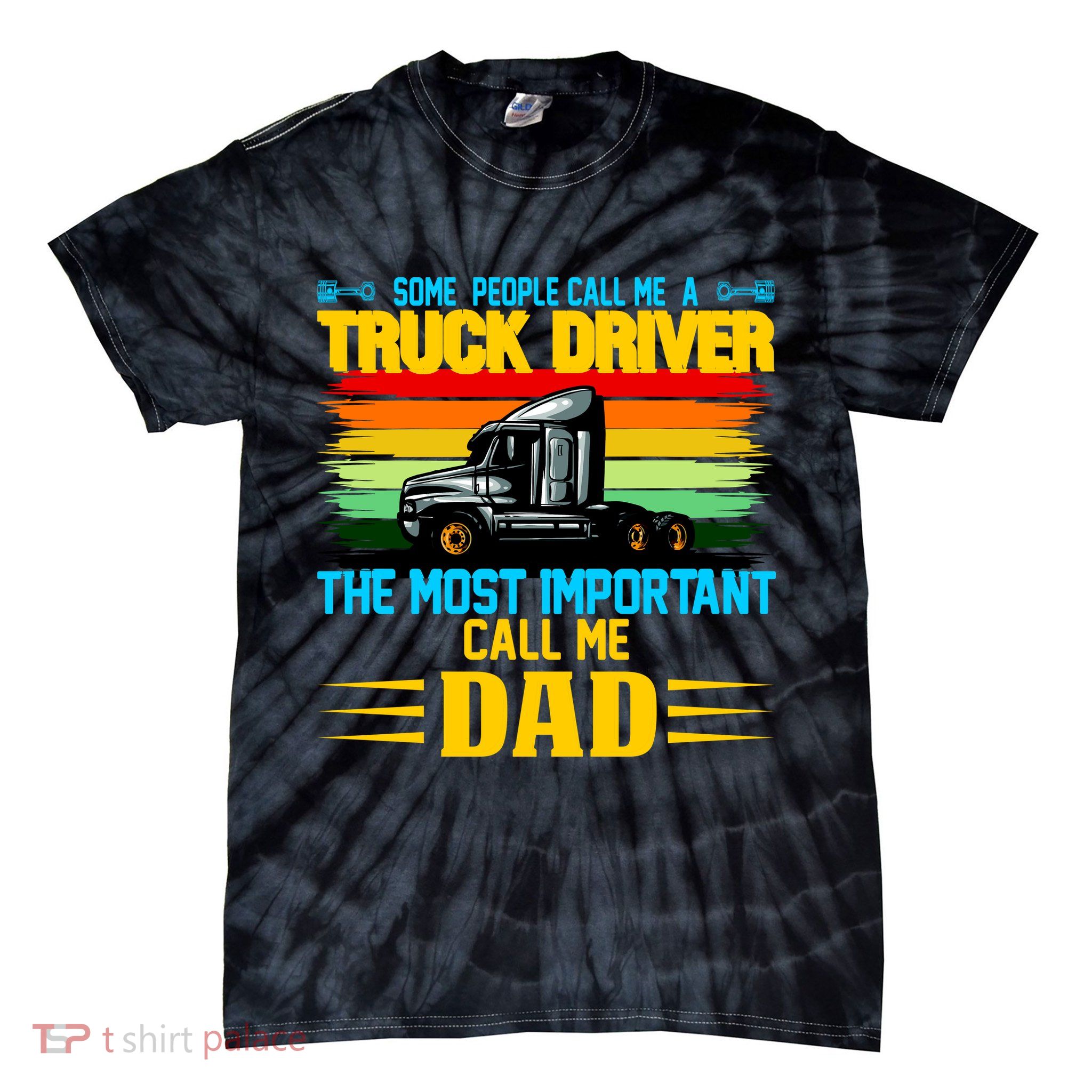 Truck Driver Dad Gift Tie-Dye T-Shirt