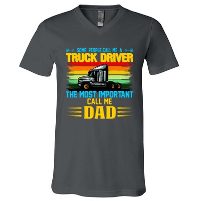 Truck Driver Dad Gift V-Neck T-Shirt