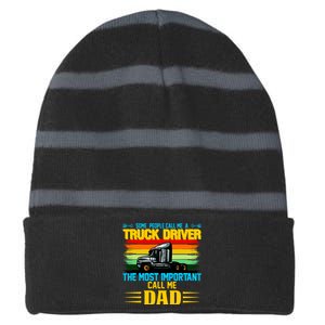 Truck Driver Dad Gift Striped Beanie with Solid Band