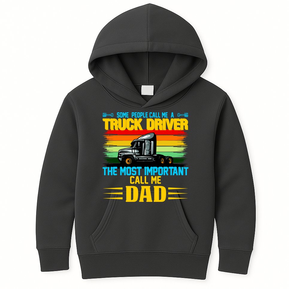 Truck Driver Dad Gift Kids Hoodie