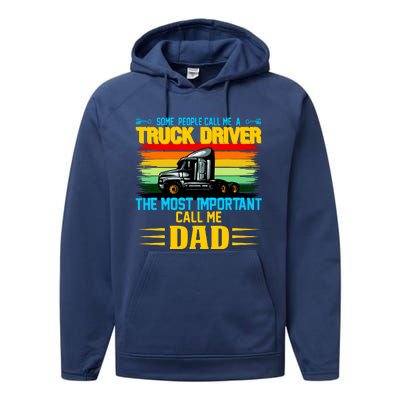 Truck Driver Dad Gift Performance Fleece Hoodie