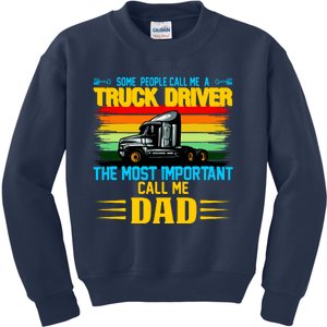 Truck Driver Dad Gift Kids Sweatshirt