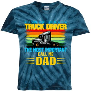 Truck Driver Dad Gift Kids Tie-Dye T-Shirt