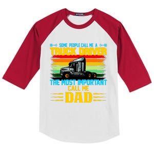 Truck Driver Dad Gift Kids Colorblock Raglan Jersey