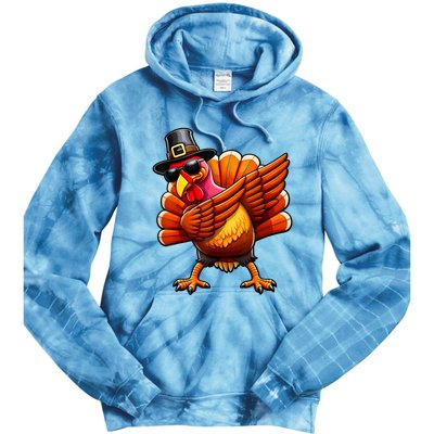 Thanksgiving Day Dabbing Turkey Pilgrim Funny Dab Tie Dye Hoodie