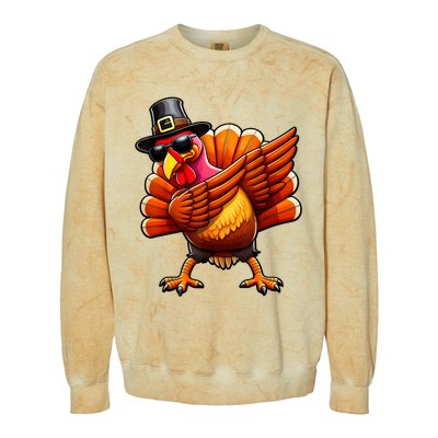 Thanksgiving Day Dabbing Turkey Pilgrim Funny Dab Colorblast Crewneck Sweatshirt