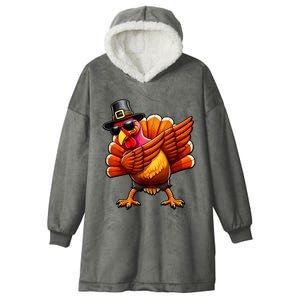 Thanksgiving Day Dabbing Turkey Pilgrim Funny Dab Hooded Wearable Blanket