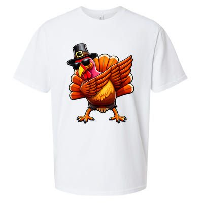 Thanksgiving Day Dabbing Turkey Pilgrim Funny Dab Sueded Cloud Jersey T-Shirt