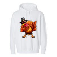 Thanksgiving Day Dabbing Turkey Pilgrim Funny Dab Garment-Dyed Fleece Hoodie