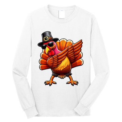 Thanksgiving Day Dabbing Turkey Pilgrim Funny Dab Long Sleeve Shirt