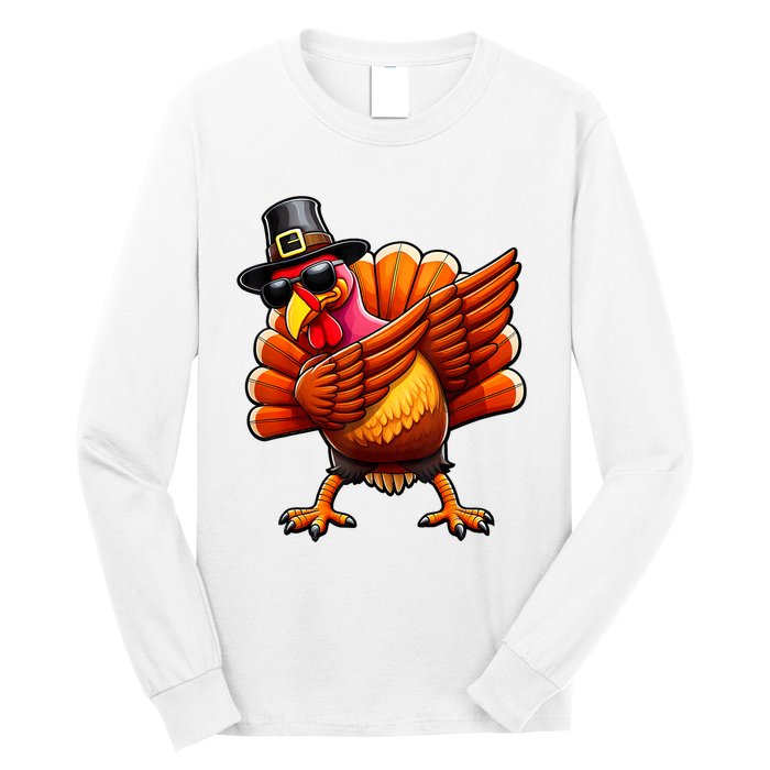 Thanksgiving Day Dabbing Turkey Pilgrim Funny Dab Long Sleeve Shirt