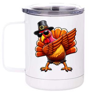 Thanksgiving Day Dabbing Turkey Pilgrim Funny Dab 12 oz Stainless Steel Tumbler Cup