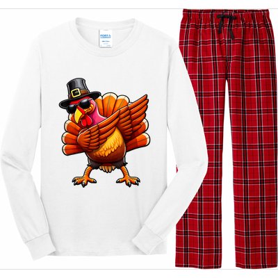 Thanksgiving Day Dabbing Turkey Pilgrim Funny Dab Long Sleeve Pajama Set