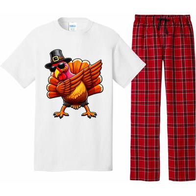 Thanksgiving Day Dabbing Turkey Pilgrim Funny Dab Pajama Set