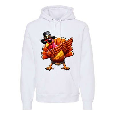 Thanksgiving Day Dabbing Turkey Pilgrim Funny Dab Premium Hoodie