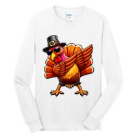 Thanksgiving Day Dabbing Turkey Pilgrim Funny Dab Tall Long Sleeve T-Shirt