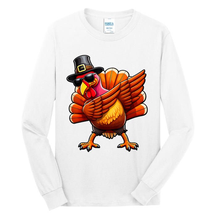 Thanksgiving Day Dabbing Turkey Pilgrim Funny Dab Tall Long Sleeve T-Shirt