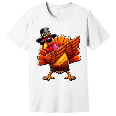 Thanksgiving Day Dabbing Turkey Pilgrim Funny Dab Premium T-Shirt