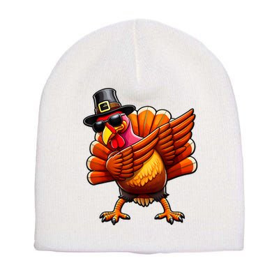 Thanksgiving Day Dabbing Turkey Pilgrim Funny Dab Short Acrylic Beanie