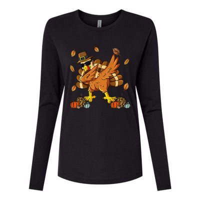 Thanksgiving Day Dabbing Turkey Pilgrim Womens Cotton Relaxed Long Sleeve T-Shirt