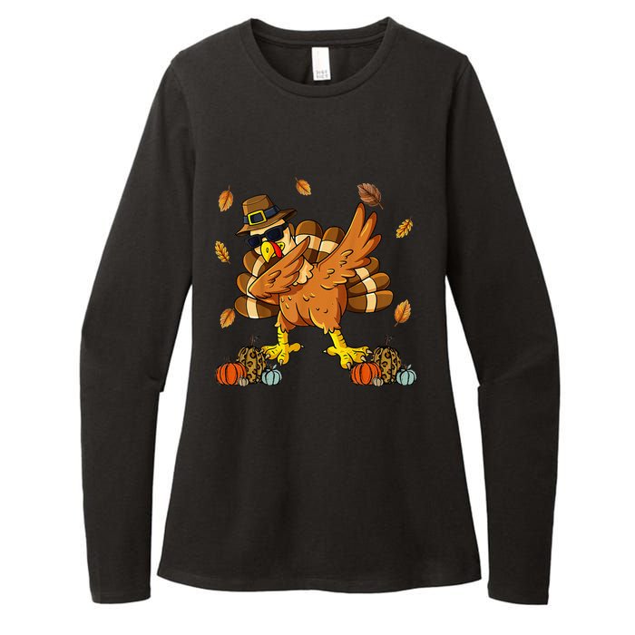 Thanksgiving Day Dabbing Turkey Pilgrim Womens CVC Long Sleeve Shirt