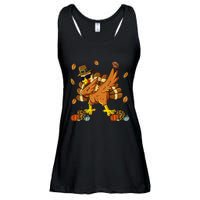 Thanksgiving Day Dabbing Turkey Pilgrim Ladies Essential Flowy Tank