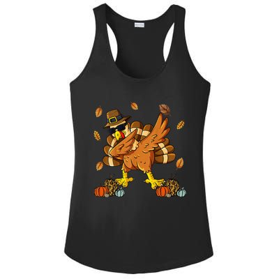 Thanksgiving Day Dabbing Turkey Pilgrim Ladies PosiCharge Competitor Racerback Tank