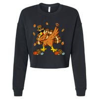 Thanksgiving Day Dabbing Turkey Pilgrim Cropped Pullover Crew