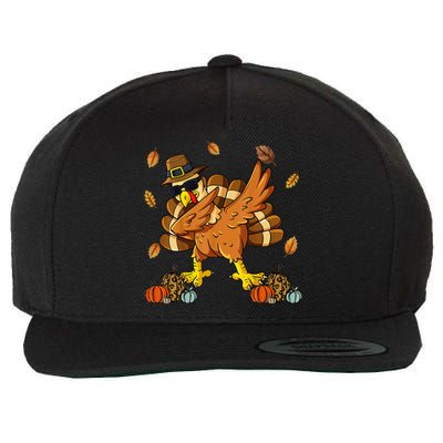 Thanksgiving Day Dabbing Turkey Pilgrim Wool Snapback Cap